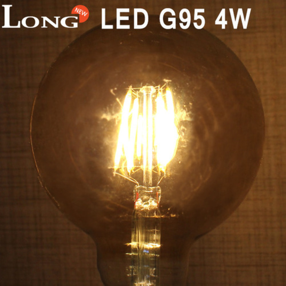 롱 LED 에디슨 필라멘트 전구 G95 4W 전구색