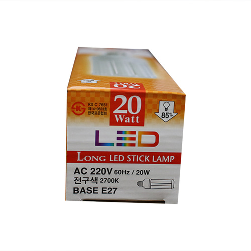 롱 LED 스틱램프 20W 전구색(노란색) E26